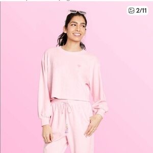 Stoney Clover Lane x Target Cropped Sweatshirt Pale Pink Terry Women’s L NWT